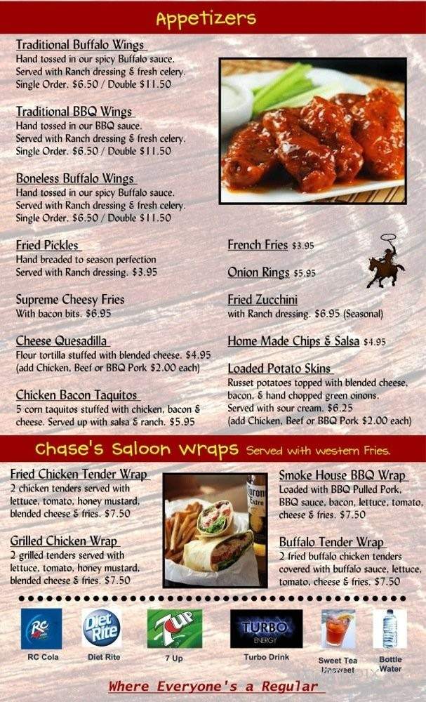 Chase's Dance Hall and Saloon - Hendersonville, TN menu_pic