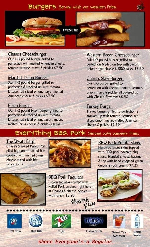 Chase's Dance Hall and Saloon - Hendersonville, TN menu_pic
