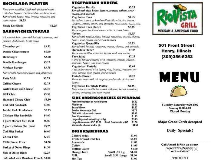 Rio Vista Grill - Henry, IL menu_pic