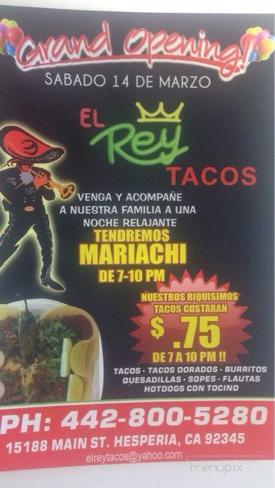 El Rey Tacos - Hesperia, CA menu_pic
