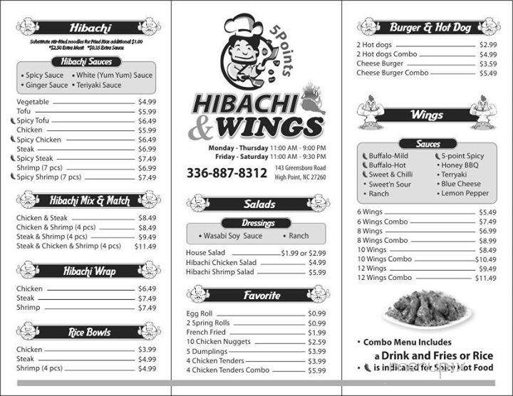 5 Points Hibachi & Wings - High Point, NC menu_pic