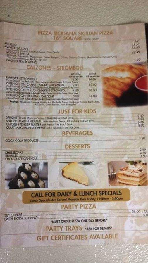 Rocky's New York Pizza - Highfield, MD menu_pic