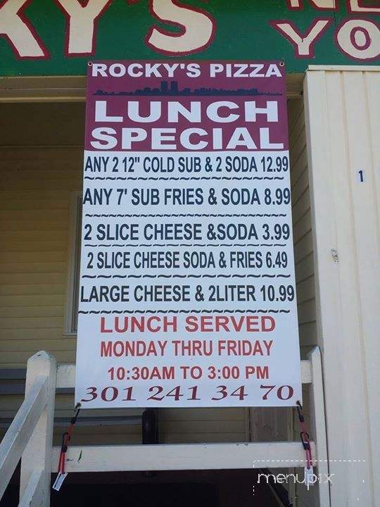 Rocky's New York Pizza - Highfield, MD menu_pic
