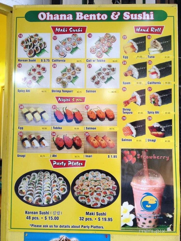 Ohana Bento & Sushi - Honolulu, HI menu_pic