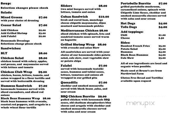 Bruno's - Hudson, NY menu_pic