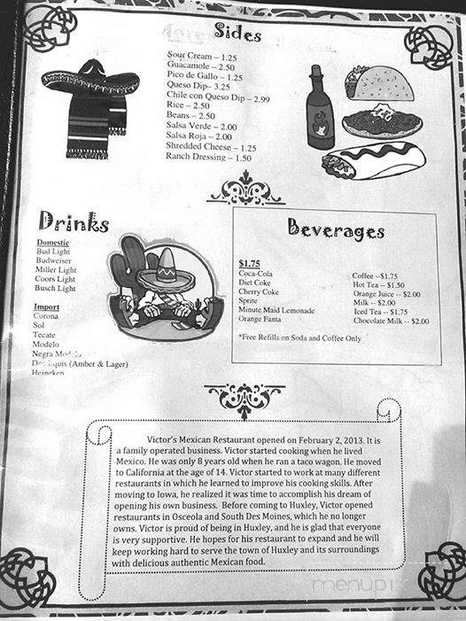 Victor's Mexican Restaurant - Huxley, IA menu_pic