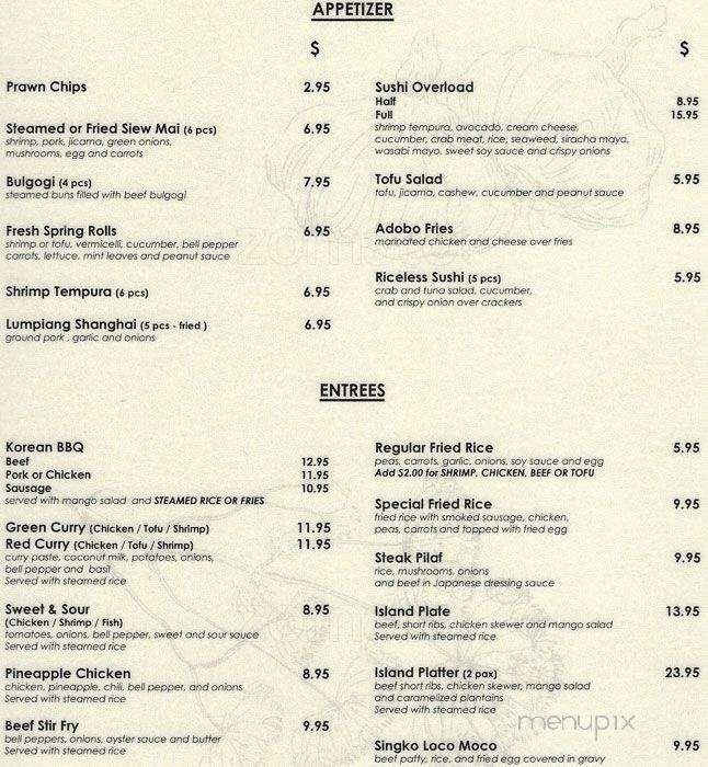 Singko Bistro Asian Fusion - Irving, TX menu_pic