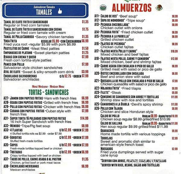 Pupuseria Y Taqueria la Vina - Irving, TX menu_pic