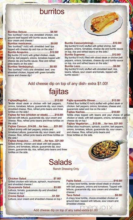 Acapulco Mexican Restaurant and Bar - Irwin, PA menu_pic