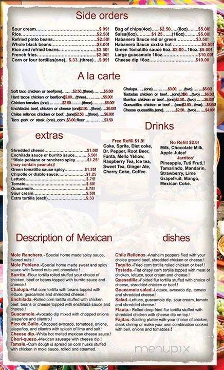 Acapulco Mexican Restaurant and Bar - Irwin, PA menu_pic