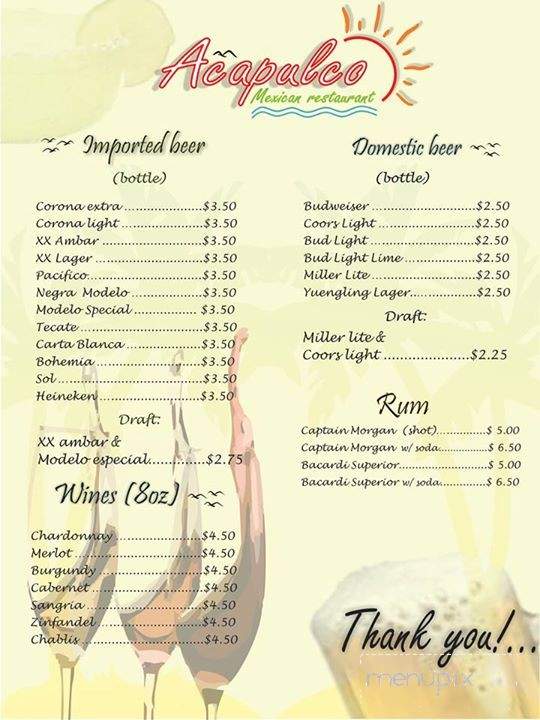 Acapulco Mexican Restaurant and Bar - Irwin, PA menu_pic