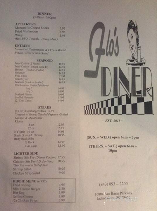 Flo's Diner - Jacksonboro, SC menu_pic