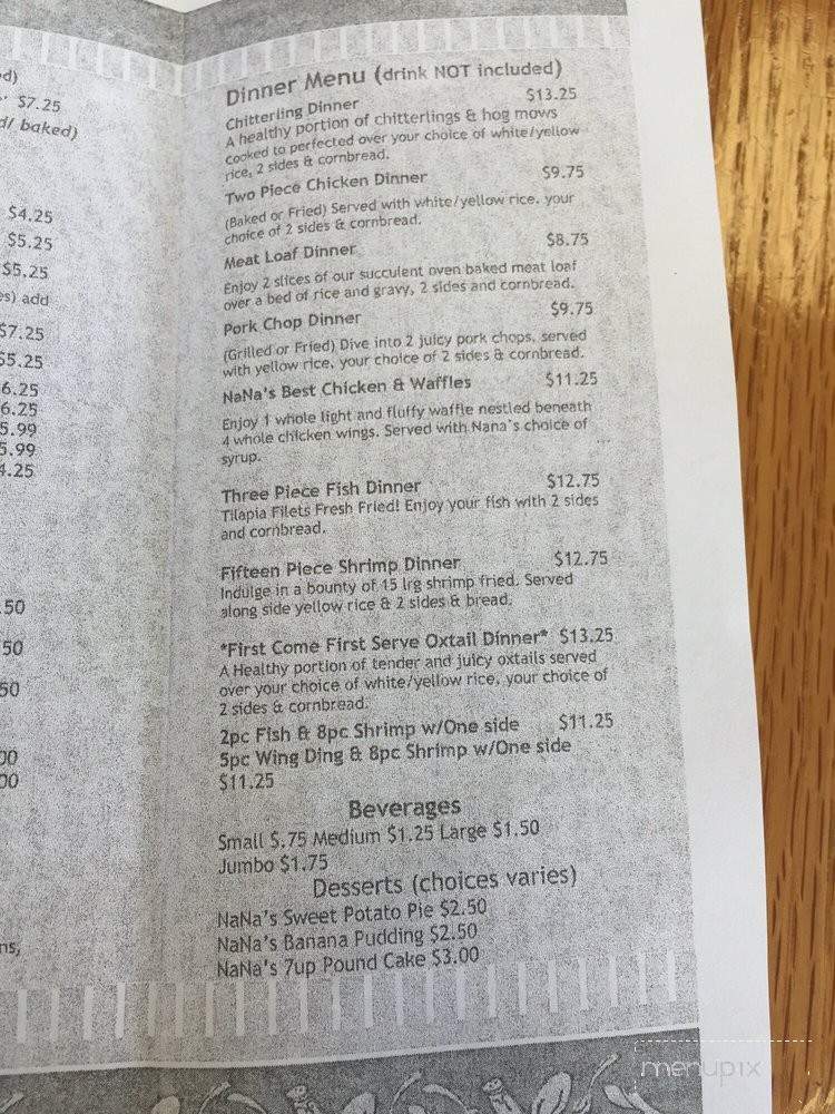 Nana's Best Southern Cuisine - Jacksonville, FL menu_pic