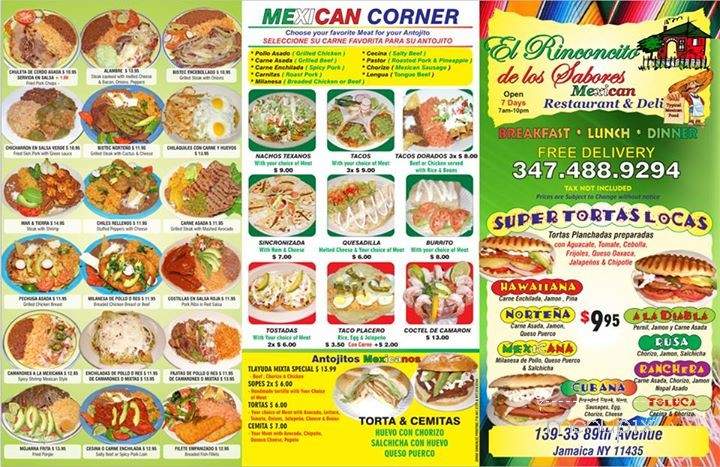 El Rinconcito de Los Sabores Restaurant & Deli - Jamaica, NY menu_pic