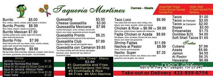 Taqueria Martinez - Jasper, TN menu_pic