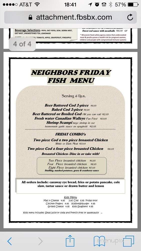 Neighbors Grill & Pizza - Jefferson, WI menu_pic