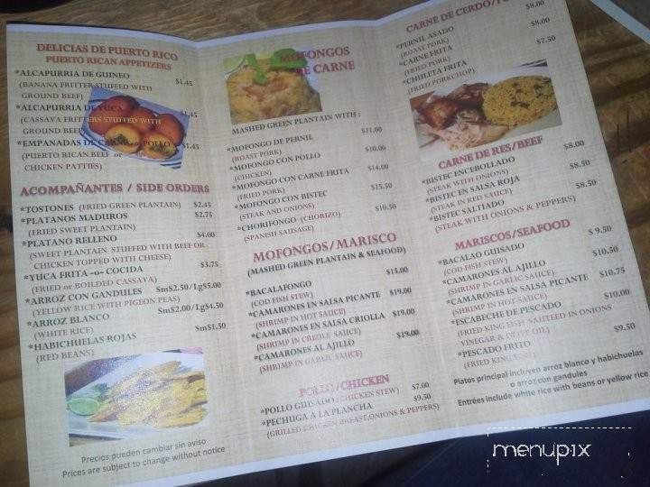 Restaurante Delicias de Puerto Rico - Jersey City, NJ menu_pic
