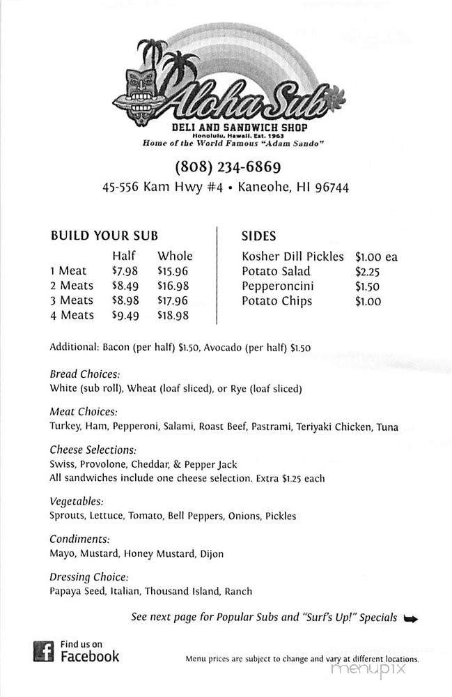 Aloha Sub of Kaneohe - Kaneohe, HI menu_pic