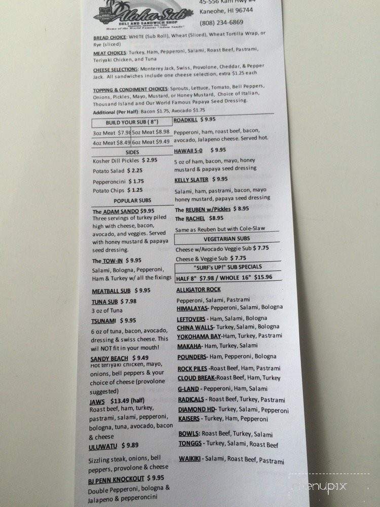Aloha Sub of Kaneohe - Kaneohe, HI menu_pic