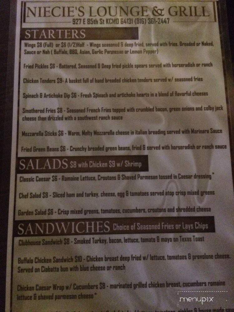 Niecie's Restaurant & Lounge - Kansas City, MO menu_pic