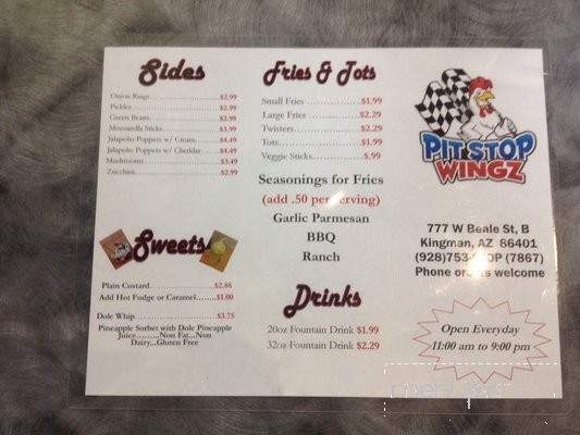 Pit Stop Wingz - Kingman, AZ menu_pic