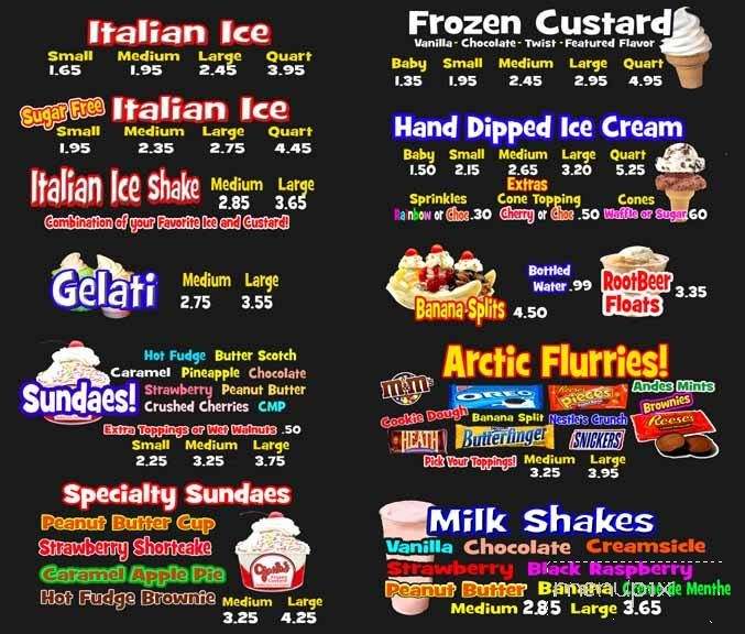 Josie's Italian Water Ice - Kingston, PA menu_pic
