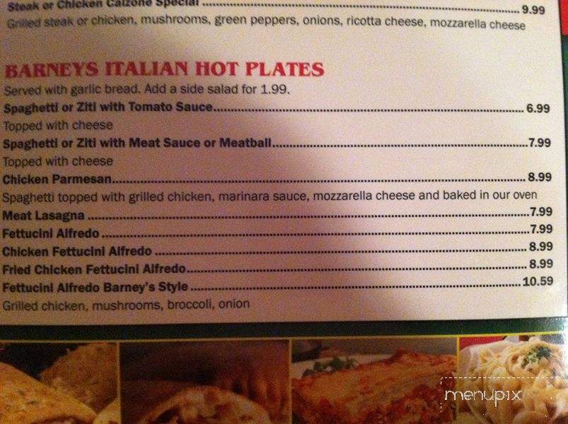 Barney's Pizzaria & Grill - Kinston, NC menu_pic