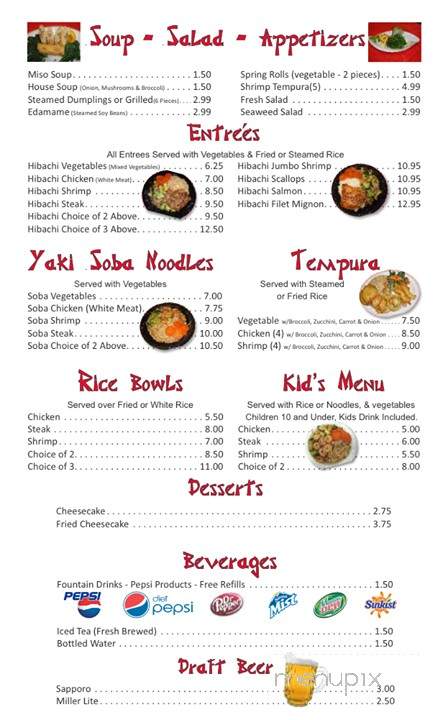 Menu of Hibachi K Express in Knightdale, NC 27545