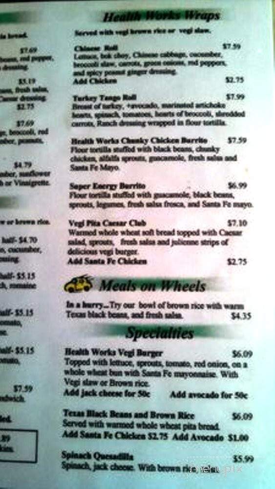 Health Works - Laguna Niguel, CA menu_pic