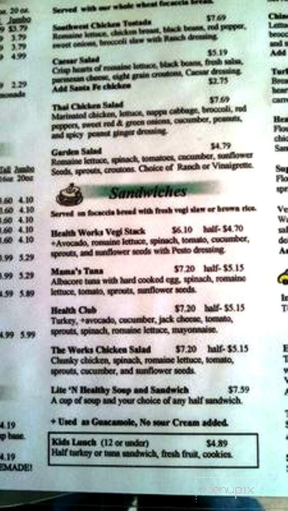 Health Works - Laguna Niguel, CA menu_pic