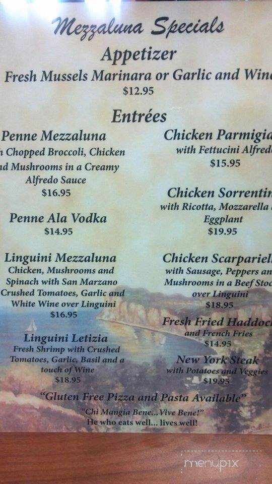 Mezzaluna Restaurant - Lake George, NY menu_pic