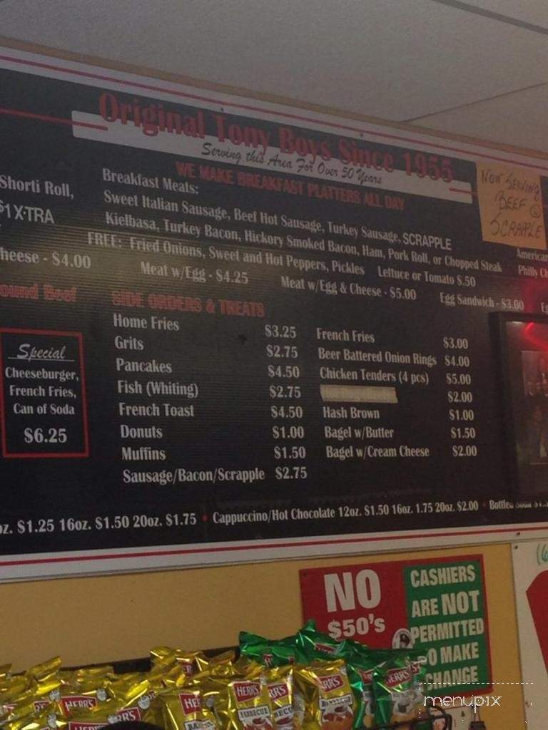 Tony Boys - Lansdowne, PA menu_pic