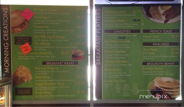 Menu Of Brooklyn Bagels In Las Vegas Nv 89183