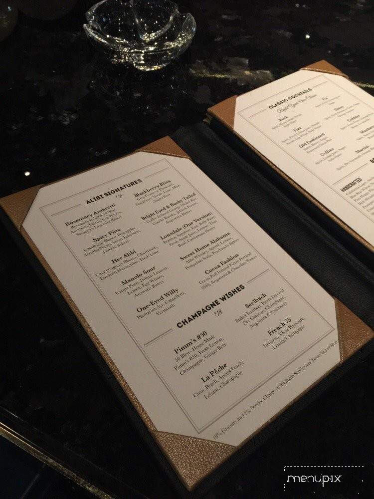 Alibi Cocktail Lounge - Las Vegas, NV menu_pic