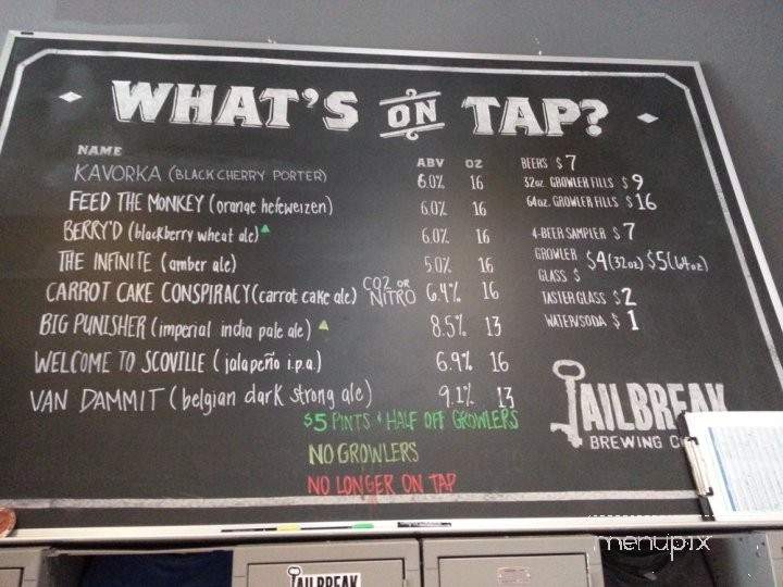 Jailbreak Brewing Company - Laurel, MD menu_pic