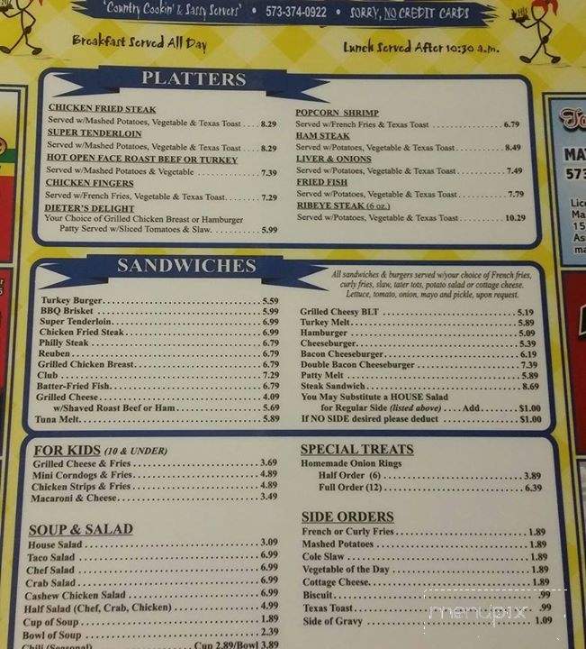 Val's - Laurie, MO menu_pic