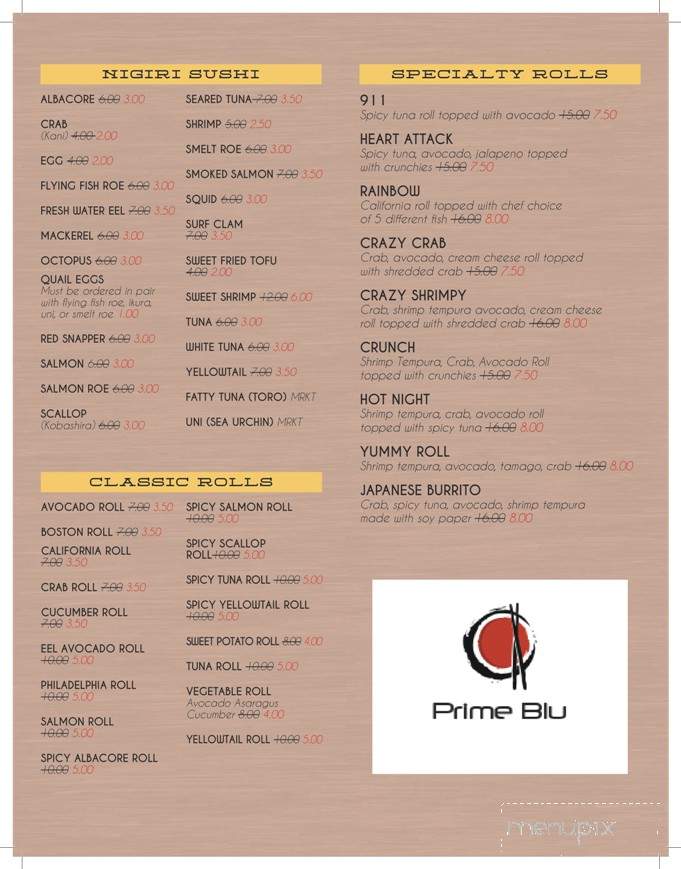 Prime Blu Sushi Bar - Lawrence, KS menu_pic