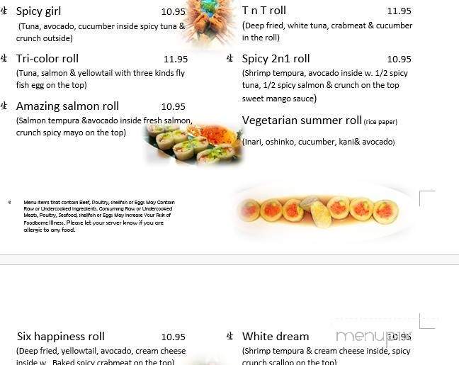 Online Menu Of Six Happiness Leland Nc