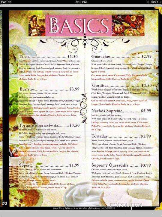 El Charro Mexican Restaurant - Lincoln, NE menu_pic