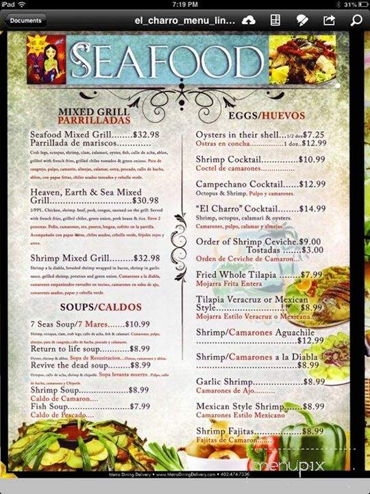El Charro Mexican Restaurant - Lincoln, NE menu_pic