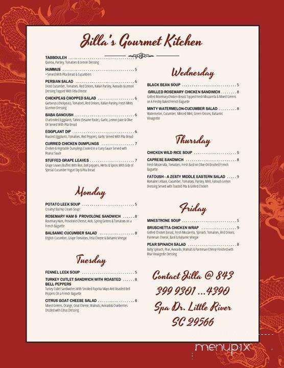 Jillas Gourmet Kitchen - Little River, SC menu_pic