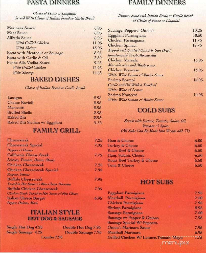 La Famiglia Pizzeria - Long Branch, NJ menu_pic