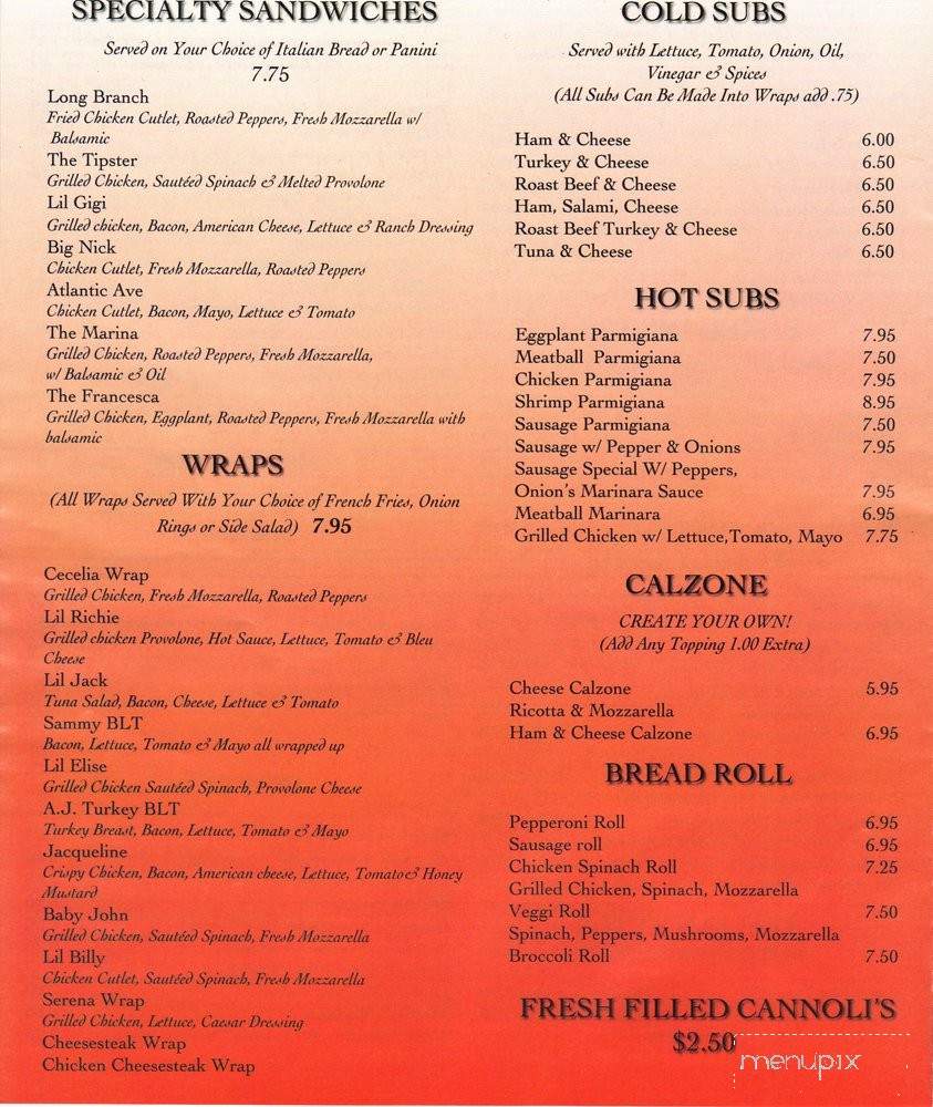 La Famiglia Pizzeria - Long Branch, NJ menu_pic