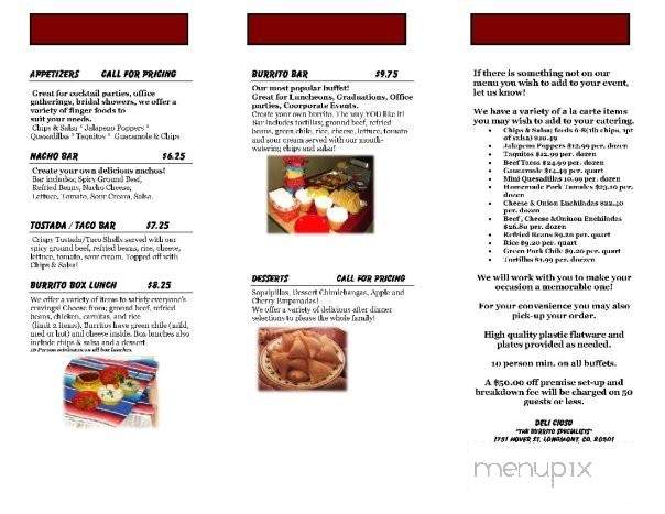 Deli Cioso Central - Longmont, CO menu_pic