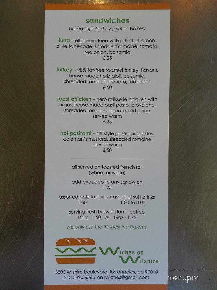 Wiches on Wilshire - Los Angeles, CA menu_pic