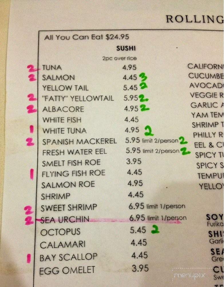 Rolling Moon Sushi - Los Angeles, CA menu_pic