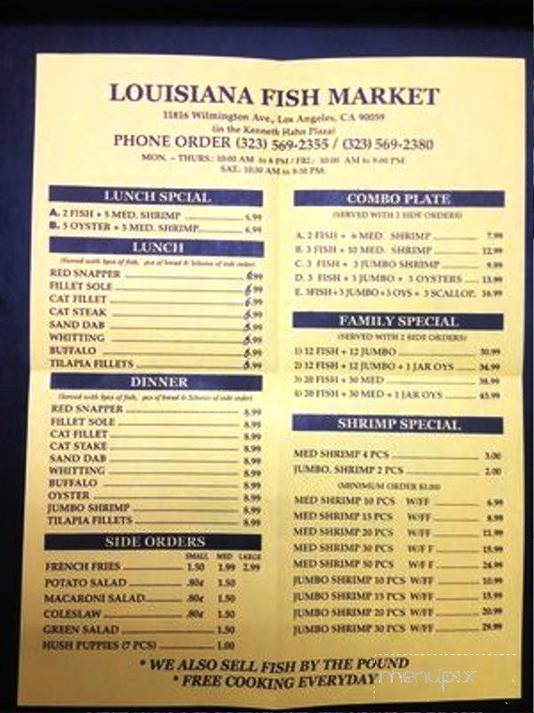 Louisiana Fish Market - Los Angeles, CA menu_pic