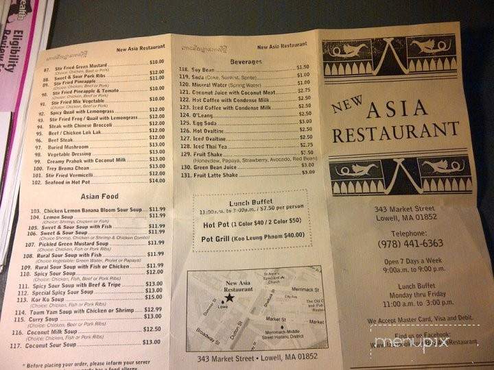 New Asia Restaurant - Lowell, MA menu_pic