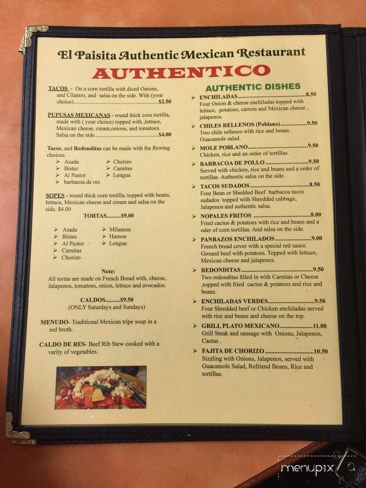 El Paisita - Loxley, AL menu_pic