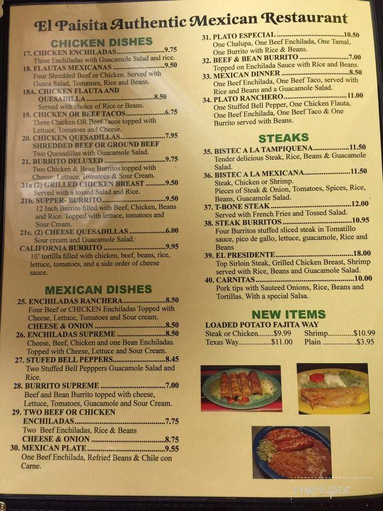 El Paisita - Loxley, AL menu_pic